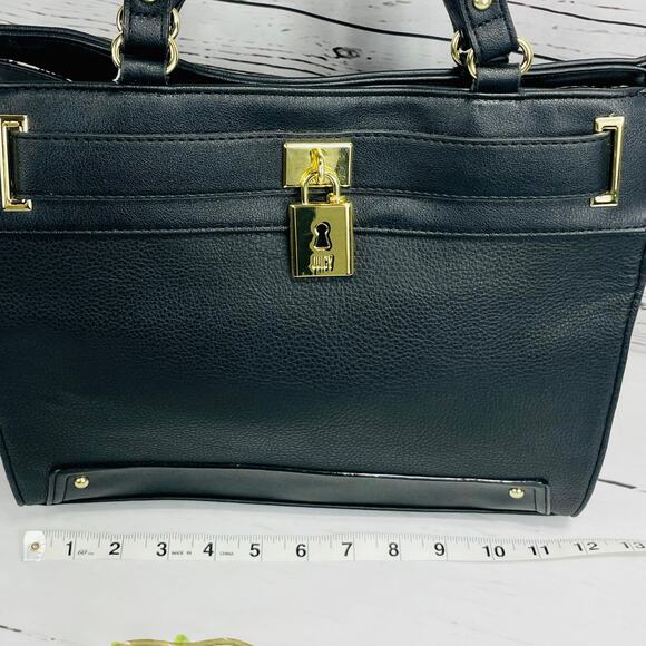 JUICY COUTURE Black Satchel Style Purse with Lock and Key - Picture 7 of 13